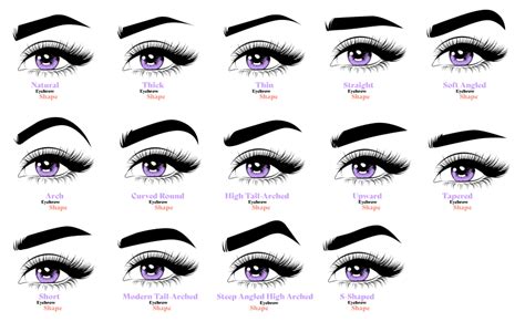 different type of eyebrow slits